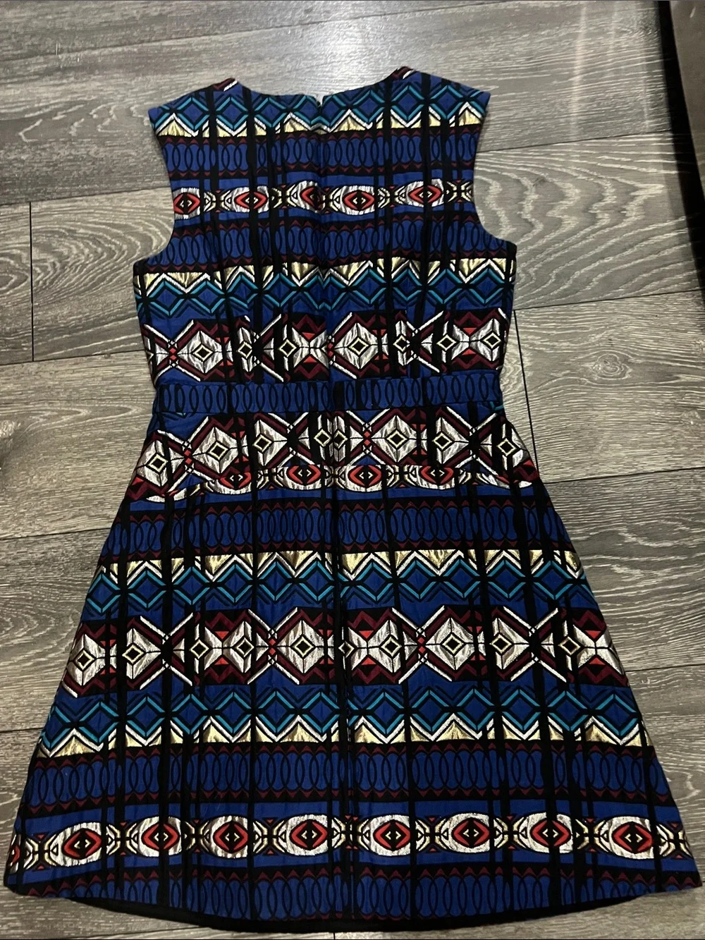 J. Crew Sleeveless Blue Multi-Print Fit-and-Flare Dress